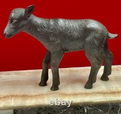 Art Deco statue in spelter, signed M. Secondo, c. 1920, bronze-patina sculpture