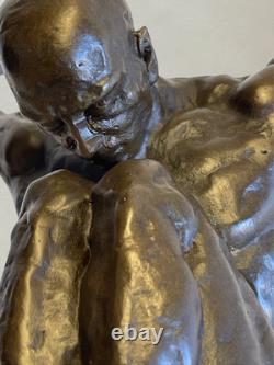 Art Deco-style sculpture, male nude in balance, decorative bronze, 29 cm