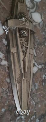 Art Deco wall sconce with silvered bronze mount and molded pressed glass