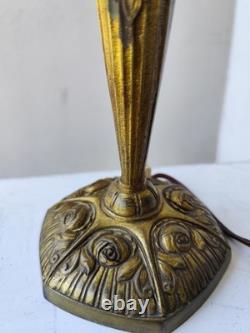 Art Nouveau Art Deco Bronze Lamp Flowers and Bronze
