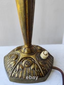 Art Nouveau Art Deco Bronze Lamp Flowers and Bronze