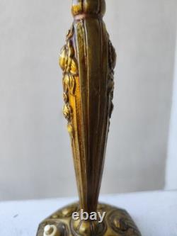 Art Nouveau Art Deco Bronze Lamp Flowers and Bronze