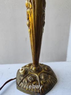 Art Nouveau Art Deco Bronze Lamp Flowers and Bronze