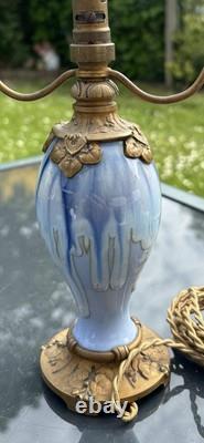 Art Nouveau/Art Deco Ceramic Bronze Louchet Lamp