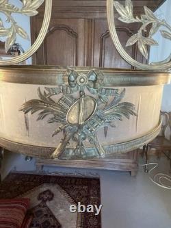 Art Nouveau Bronze Chandelier Elegant Six-Arm Light Chandelier in Bronze