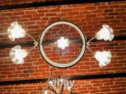 Art Nouveau Bronze Chandelier Elegant Six-Arm Light Chandelier in Bronze