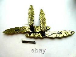 Art Nouveau Deco Complete Door Handle, Golden Bronze, Leaf Shape