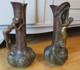 Art Nouveau Superbs 2 Vases By Raudery Nymph Art Deco Bronze Patina Regulator