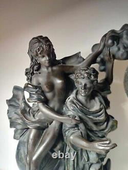 Art Nouveau bronze celestial Greek god goddess pendulum clock