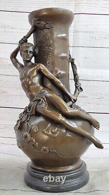 Art Style New Deco Chair Nude Men Bronze Masterpiece Detail Figurine