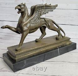 Art by Rock: Griffin Bronze Marble Sculpture Deco Art Mythical Figurine