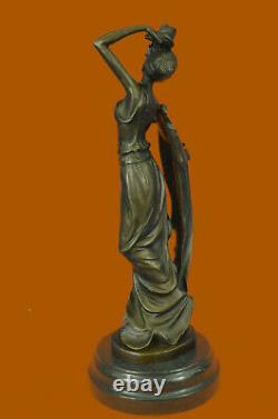 Artisan Erte Tribute Fonte Art Deco Bronze Sculpture Marble Base Decor