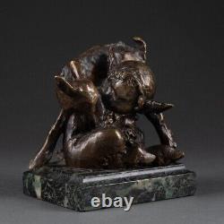 Ary Jean Léon Bitter (1883-1973) Young Wildlife And Biche Bronze Art Deco