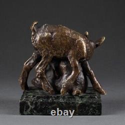 Ary Jean Léon Bitter (1883-1973) Young Wildlife And Biche Bronze Art Deco