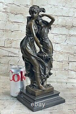 Auguste Moreau Mother `s Bronze Day Sculpture Art Deco Marble Base