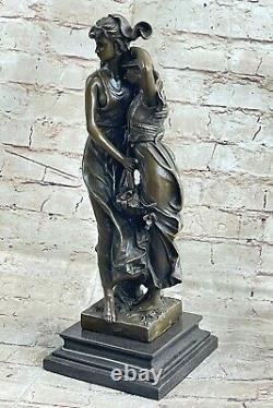 Auguste Moreau Mother `s Bronze Day Sculpture Art Deco Marble Base