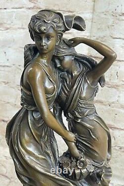 Auguste Moreau Mother `s Bronze Day Sculpture Art Deco Marble Base
