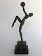 Authentic Antique Sculpture Woman Dancer Bronze Art Deco Leverrier Fayral