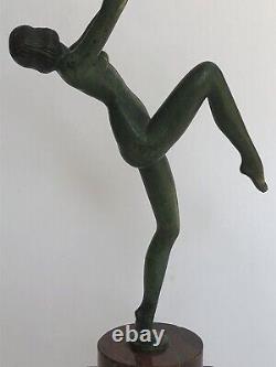 Authentic antique SCULPTURE WOMAN DANCER BRONZE Art Deco LEVERRIER FAYRAL