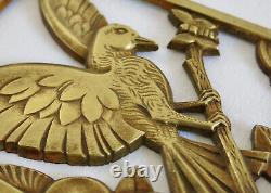 BIRD & BUTTERFLY, 2 bronze plaques, ornament, furnishings, flowers, art deco