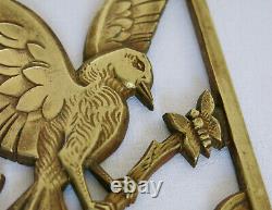 BIRD & BUTTERFLY, 2 bronze plaques, ornament, furnishings, flowers, art deco