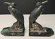 Bookends Cormorants Art Deco Signed Frecourt Bronze Patina Vintage Antique