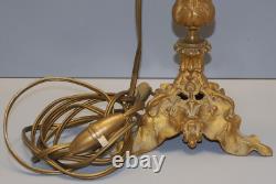 -BRONZE ART NOUVEAU CANDLE HOLDER Mounted as a LAMP BASE (reversible) decor D