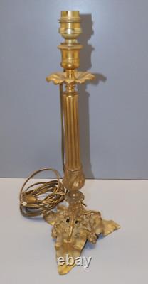 -BRONZE ART NOUVEAU CANDLE HOLDER Mounted as a LAMP BASE (reversible) decor D
