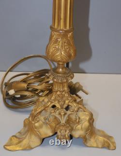 -BRONZE ART NOUVEAU CANDLE HOLDER Mounted as a LAMP BASE (reversible) decor D