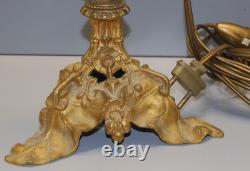 -BRONZE ART NOUVEAU CANDLE HOLDER Mounted as a LAMP BASE (reversible) decor D