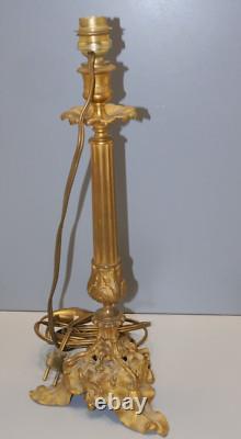 -BRONZE ART NOUVEAU CANDLE HOLDER Mounted as a LAMP BASE (reversible) decor D