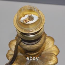 -BRONZE ART NOUVEAU CANDLE HOLDER Mounted as a LAMP BASE (reversible) decor D