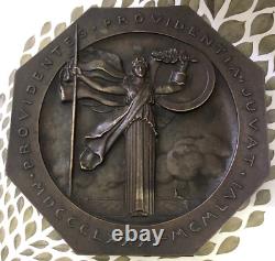 BRONZE MEDAL PLAQUE TURIN ART DECO NEW MEDAL BY TURIN DIAMETER 159 mm