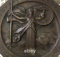 BRONZE MEDAL PLAQUE TURIN ART DECO NEW MEDAL BY TURIN DIAMETER 159 mm