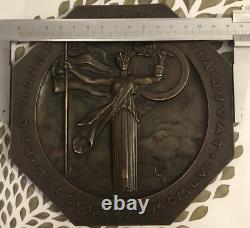 BRONZE MEDAL PLAQUE TURIN ART DECO NEW MEDAL BY TURIN DIAMETER 159 mm
