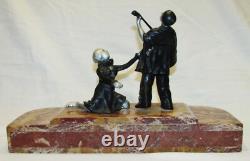 BRONZE STATUE PIERROT COLOMBINE ART DECO & CLOISONNÉ ENAMELS / ENAMELS SCULPTURE