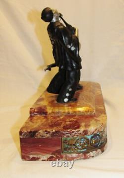 BRONZE STATUE PIERROT COLOMBINE ART DECO & CLOISONNÉ ENAMELS / ENAMELS SCULPTURE