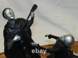 BRONZE STATUE PIERROT COLOMBINE ART DECO & CLOISONNÉ ENAMELS / ENAMELS SCULPTURE