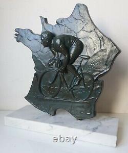 Bas Relief Jacques Limousin Cycling Tour De France Regulare Art Deco No Bronze