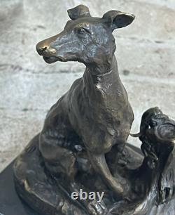 Beautiful Art Deco Bronze Sculpture of Fremiet Whippet Greyhound Artwork