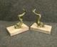 Beautiful Art Deco Bronze And Marble Bookends From The 30s-40s Featuring Dolphins