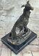 Beautiful Art Deco Decor Bronze Sculpture Whippet Dog Greyhound Artwork