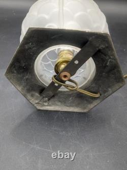 Beautiful Art Deco night lamp from the 1930s, molded glass globe and bronze base