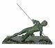 Beautiful Bronze And Marble Sculpture Art Deco The Gladiator Sign Secondo