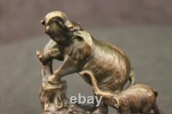 Beautiful Bronze Art Deco Sculpture Statue of a Walking Elephant Family Wildlife
