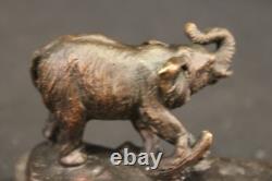 Beautiful Bronze Art Deco Sculpture Statue of a Walking Elephant Family Wildlife