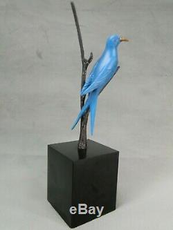 Beautiful Bronze Sculpture Wildlife Art Deco Blue Bird By Irenee Rochard