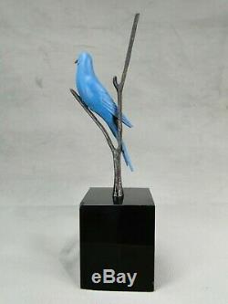 Beautiful Bronze Sculpture Wildlife Art Deco Blue Bird By Irenee Rochard