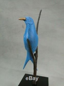 Beautiful Bronze Sculpture Wildlife Art Deco Blue Bird By Irenee Rochard