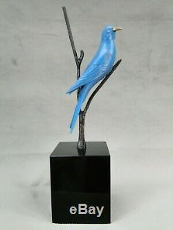 Beautiful Bronze Sculpture Wildlife Art Deco Blue Bird By Irenee Rochard